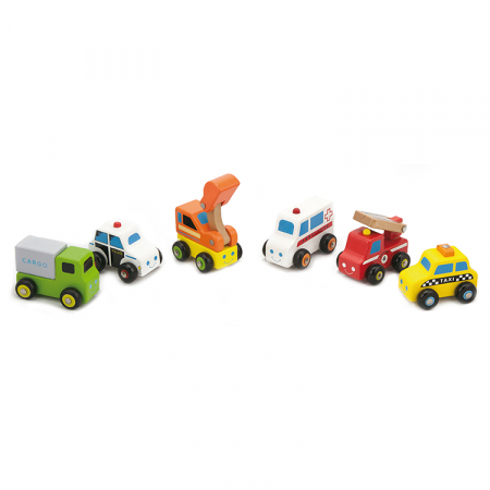 VEHICULE - Set 6 mini masinute din lemn