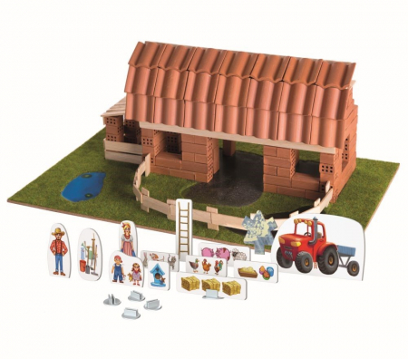 JUCĂRII CREATIVE - Set de constructie Ferma mare din caramidute ceramice reutilizabile