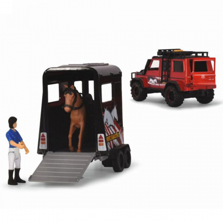Set Dickie Toys Horse Trailer masina Mercedes-Benz AMG 500 cu remorca si figurine [2]