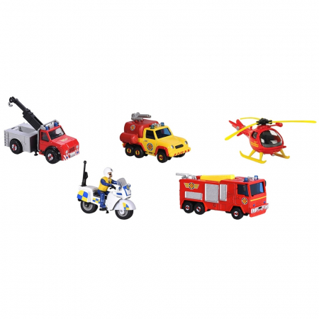 Set Jada Toys Fireman Sam 5 Pack cu 4 masinute,1 elicopter si 1 figurina [0]