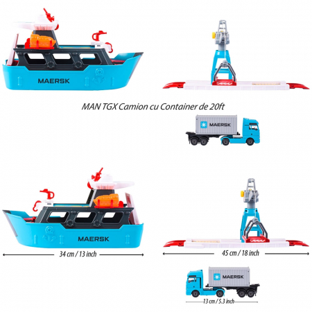 Set Majorette Creatix Logistic Freight Ship cu nava, camion si macara [2]