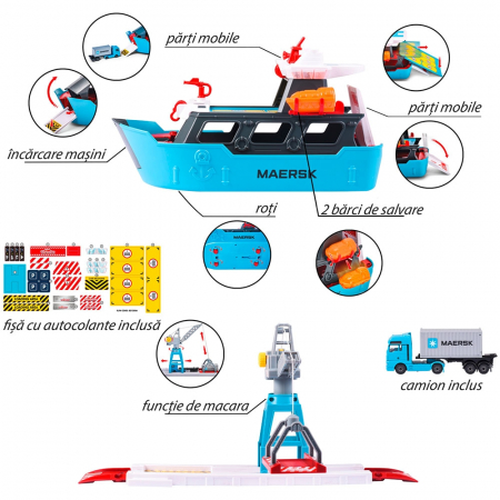 Set Majorette Creatix Logistic Freight Ship cu nava, camion si macara [3]