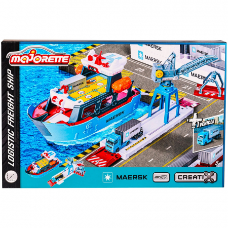 Set Majorette Creatix Logistic Freight Ship cu nava, camion si macara [7]