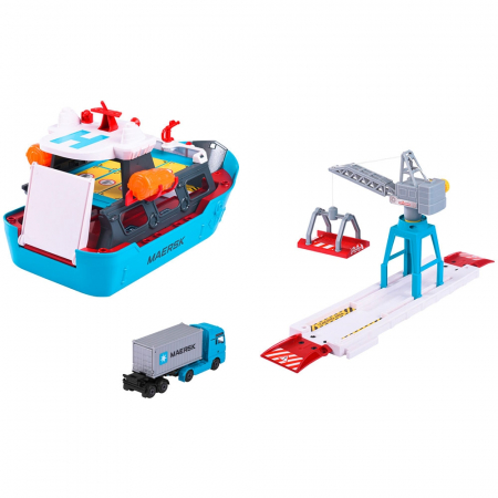 Set Majorette Creatix Logistic Freight Ship cu nava, camion si macara [1]