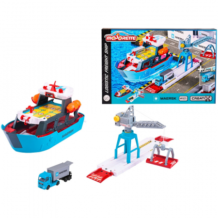 Set Majorette Creatix Logistic Freight Ship cu nava, camion si macara [6]