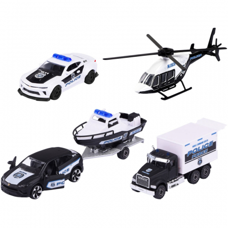 Set masinute Majorette Police Force cu 5 vehicule de interventie [0]