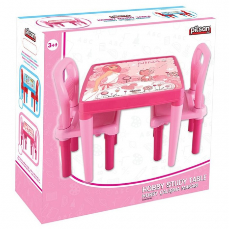 Set Masuta cu 2 scaune pentru copii Pilsan Hobby Study Table pink [3]