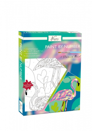 JUCĂRII CREATIVE - Set pictura pe numere 30 x 21 cm cu flamingo