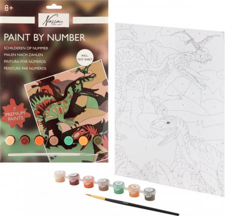 JUCĂRII CREATIVE - Set pictura pe numere 33,5 x 23,8 cm cu dinozaur