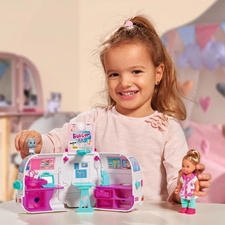 Set Simba Evi Love Doctor Evi 2 in 1 Vet Mobile masina cu papusa 12 cm si accesorii [11]