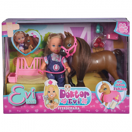 Set Simba Evi Love Doctor Evi Welcome Horse papusa 12 cm cu figurina cal si accesorii [8]