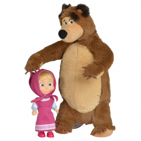 Set Simba Masha and The Bear papusa Masha 12 cm si ursulet de plus 25 cm [1]