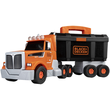 VEHICULE - Set Smoby Camion si bormasina mecanica Black & Decker Bricolo Truck + Mini Drill cu 60 accesorii