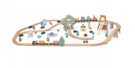 VEHICULE - Set trenulet cu sine din lemn 92 piese, PolarB