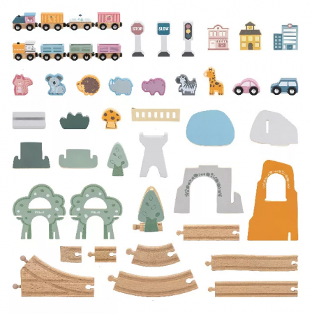 Set trenulet cu sine din lemn 92 piese, PolarB [2]