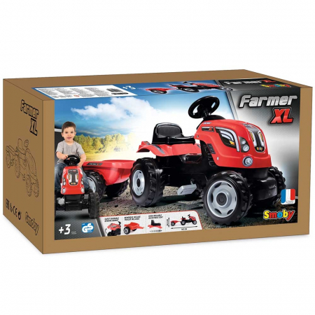 Tractor cu pedale si remorca Smoby Farmer XL rosu [7]
