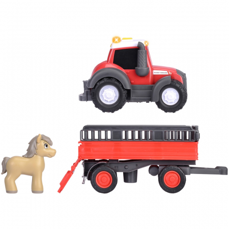 Tractor Simba ABC Massey Ferguson Animal Trailer 30 cm cu lumini, sunete, remorca si figurina [2]