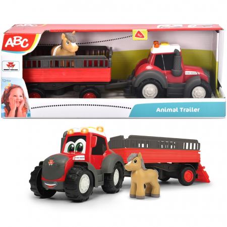 Tractor Simba ABC Massey Ferguson Animal Trailer 30 cm cu lumini, sunete, remorca si figurina [5]