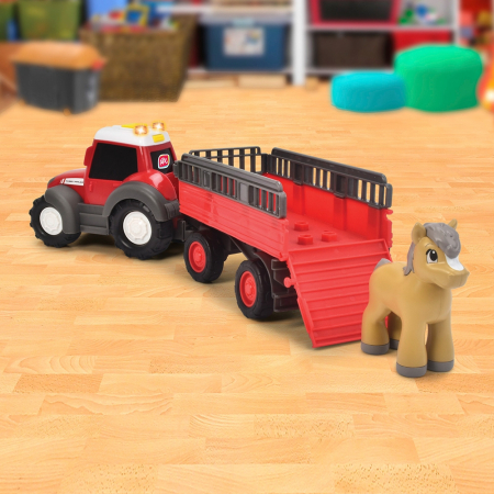 Tractor Simba ABC Massey Ferguson Animal Trailer 30 cm cu lumini, sunete, remorca si figurina [4]
