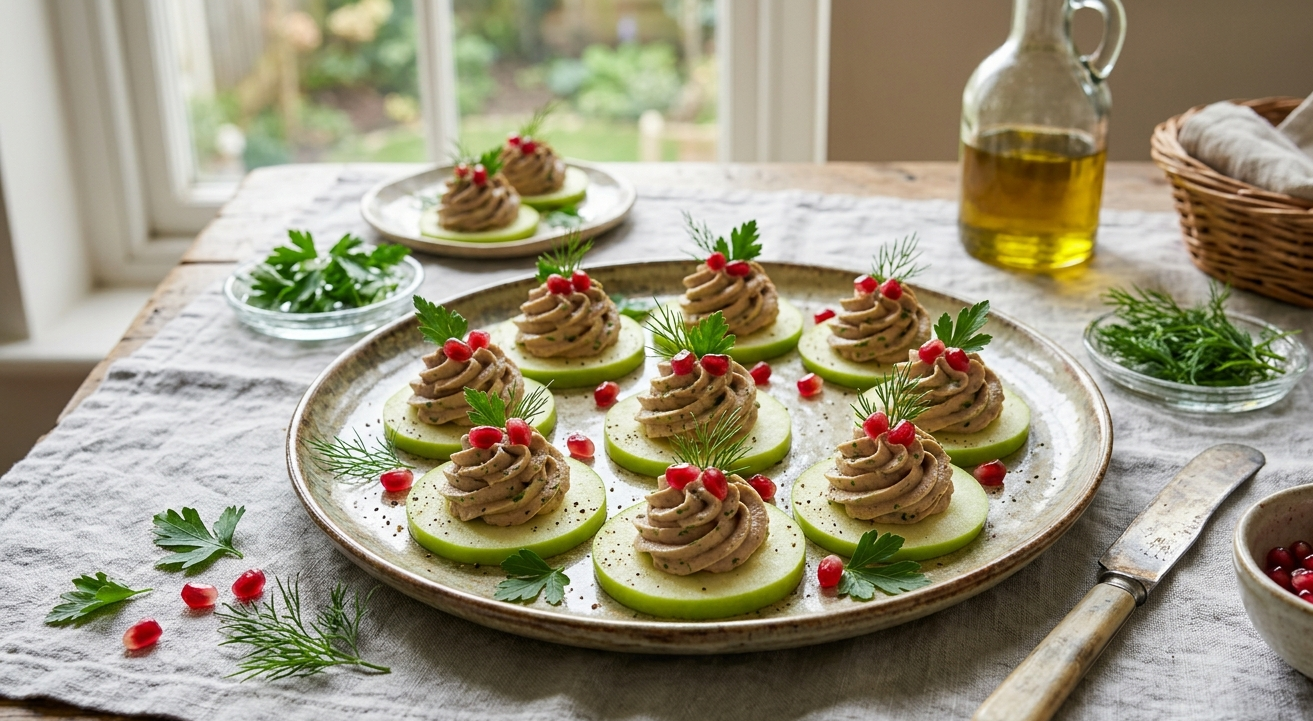 Canapé-uri cu pate bio si verdeturi