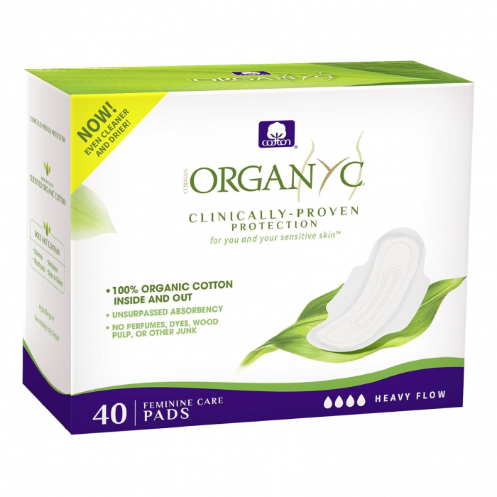 Absorbante intime din bumbac organic pentru noapte 40 buc, (4 pachete *10 buc) Organyc [1]