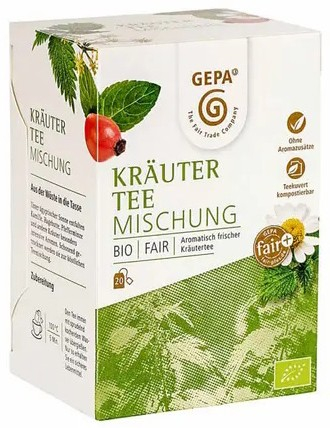Amestec de ceai din plante bio si fairtrade, 34g 20 pliculete a 1,7g Gepa [1]