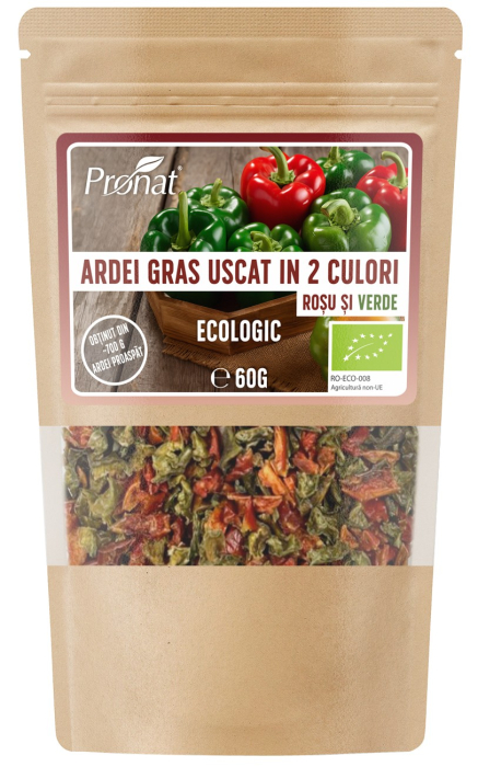 Ardei gras bio uscat, in 2 culori (rosu si verde), 60g Pronat [1]