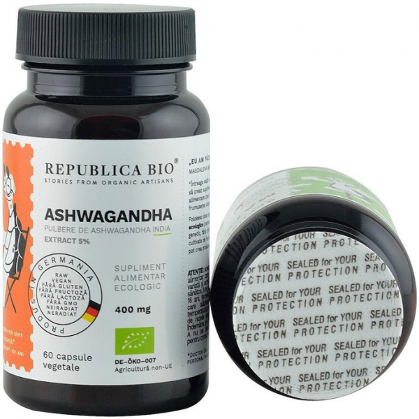 Ashwagandha bio din India (400 mg) - extract 5%, 60 capsule (29,7 g) [5]