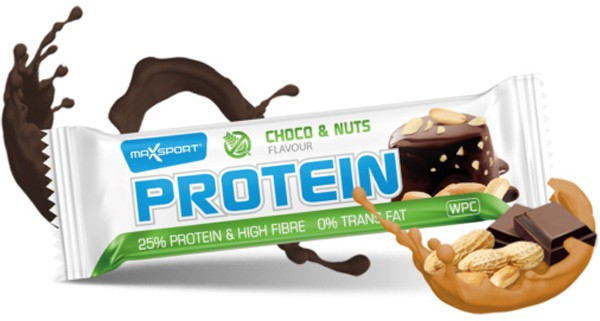Baton proteic cu ciocolata si alune, 60g Max Sport [2]