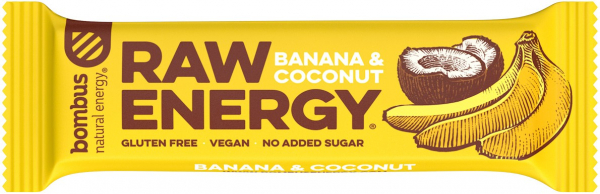 Baton Proteic Raw Energy Cu Banane Si Nuca De Cocos, 50G Bombus [1]