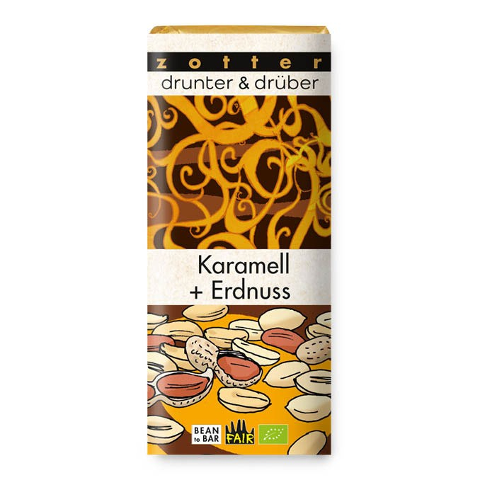 Bio & Fair baton de caramel cu unt de cacao si nuga de arahide cu bucati de arahide, 70g Zotter [2]
