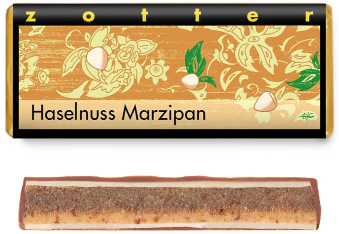 Bio & Fair ciocolata neagra cu lapte 50% cacao umpluta cu crema de alune, Haselnuss Marzipan, 70g Zotter [2]
