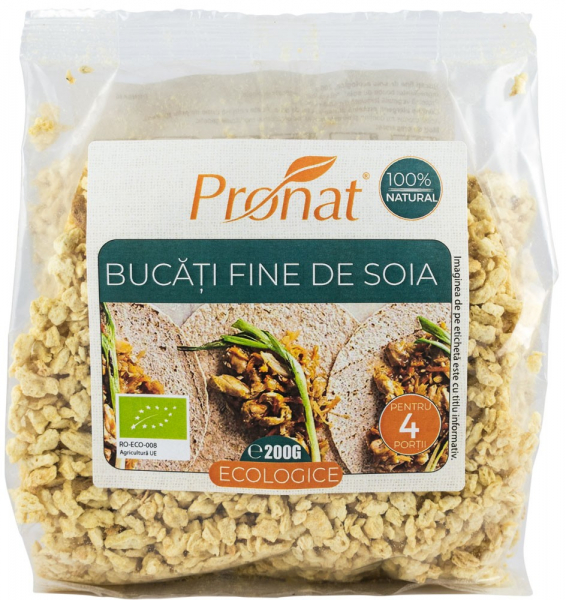 Bucati fine de soia bio, 200g proteina vegetala texturata TVP Pronat [2]