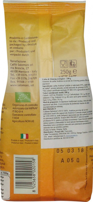 Cafea si ginseng bio 250g Salomoni Cafe [2]