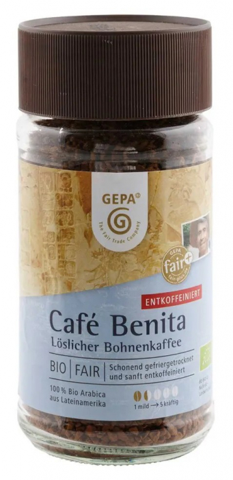 Cafea solubila Benita decofeinizata bio si fairtrade, 100g Gepa [1]