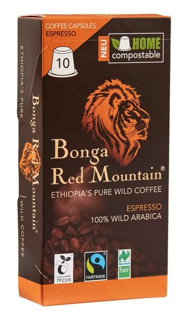 Capsule de cafea nespresso bio si fairtrade 100% arabica Ethiopia Pure Wild Coffee, 10 buc/55g Bonga Red Mountain [1]