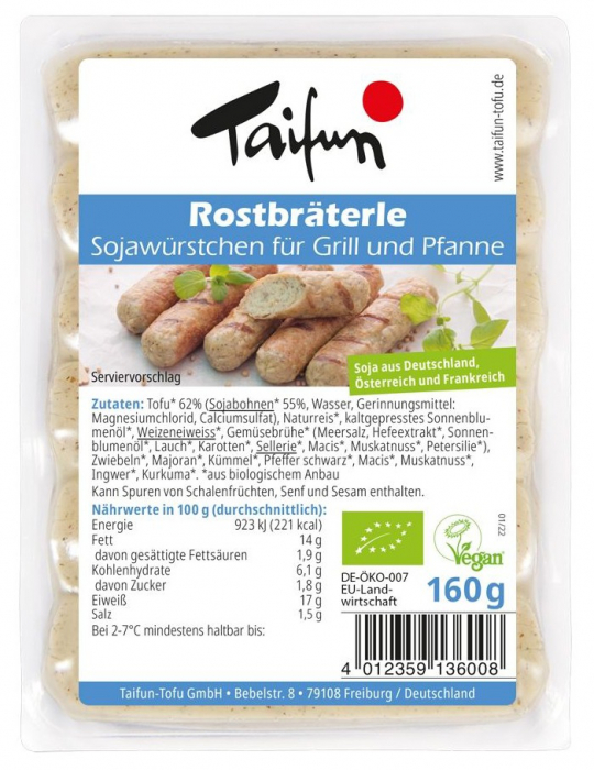 Carnati bio vegani din soia pentru gratar si tigaie, 160g Taifun [1]