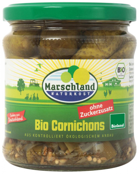 Castraveti cornison bio in otet, 300g,190 g Marschland Naturkost [1]