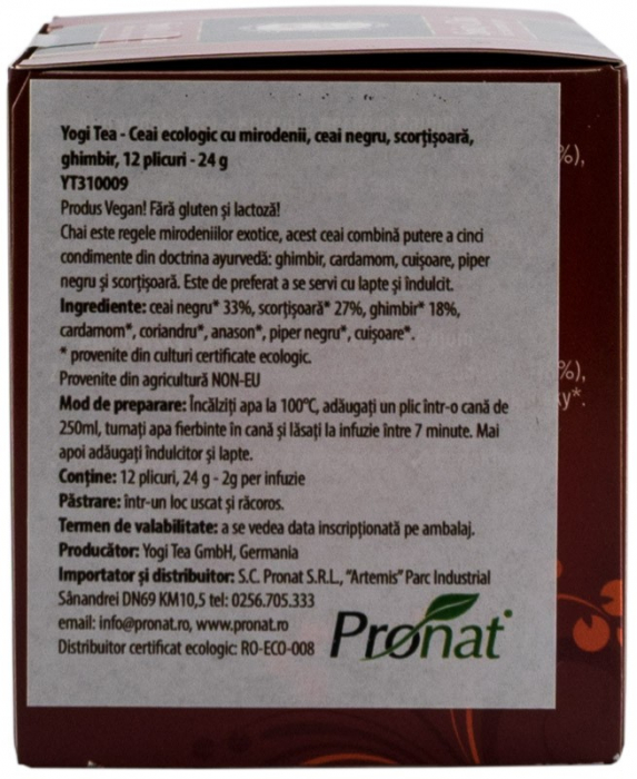 Ceai bio cu Mirodenii, ceai negru, scortisoara, ghimbir, 12 plicuri 24g Yogi Tea [4]