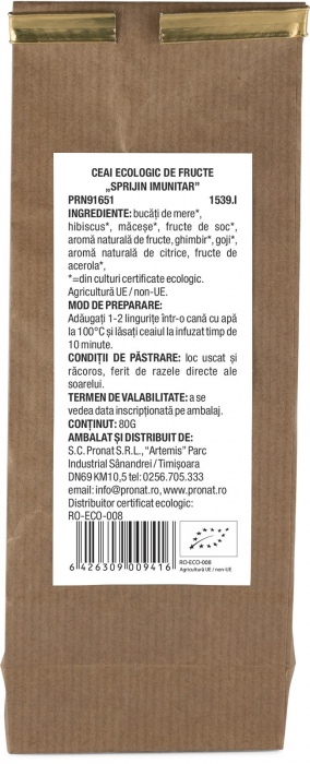 Ceai bio de fructe Sprijin imunitar 80g Pronat [2]