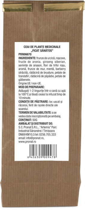 Ceai de plante medicinale Ficat sanatos 50g Pronat [2]