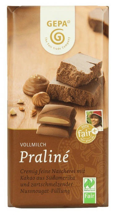 Ciocolata cu lapte bio si fairtrade umpluta cu crema de alune, 100g Gepa [1]