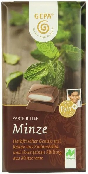 Ciocolata neagra amaruie, delicata, cu crema proaspata de menta, bio si fairtrade, 100g GEPA [1]