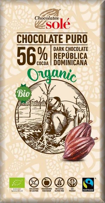 Ciocolata neagra bio 56% cacao, 100 g Chocolates Sole [1]