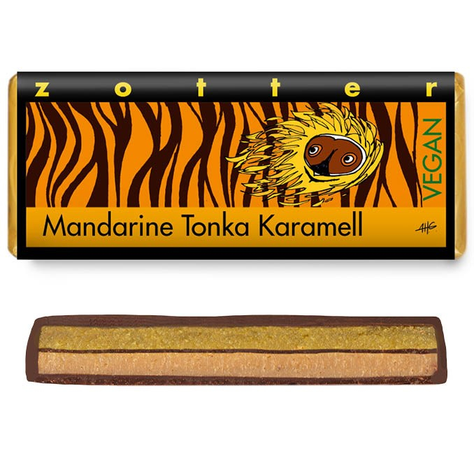 Ciocolata neagra bio si vegana cu mandarine, tonka si caramel, 70g Zotter [1]