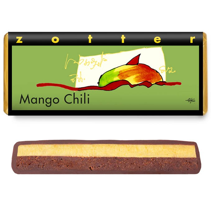 Ciocolata neagra cu lapte umpluta cu mango chili, bio si fairtrade, 70g Zotter [1]