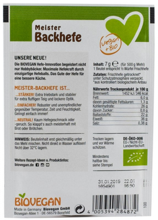 Drojdie bio Meister, 7g Biovegan [2]