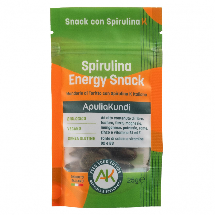 Energy Snack, migdale de Toritto cu spirulina K, 25g, ApuliaKundi [1]