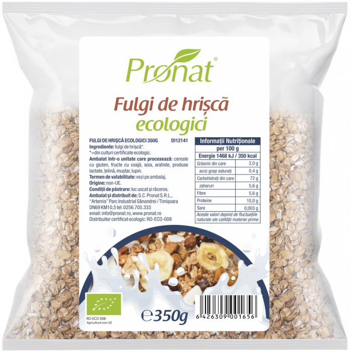 Fulgi de hrisca bio, 350g Pronat [2]