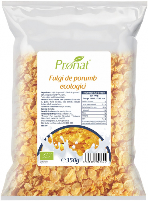 Fulgi de porumb bio, 350g Pronat [2]